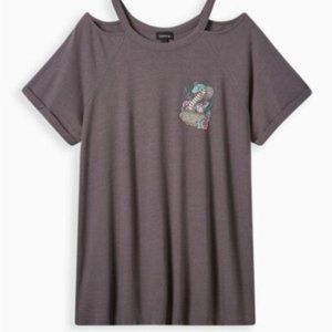 TORRID Graphic Classic Fit Triblend Cold Shoulder Top NWT 3X